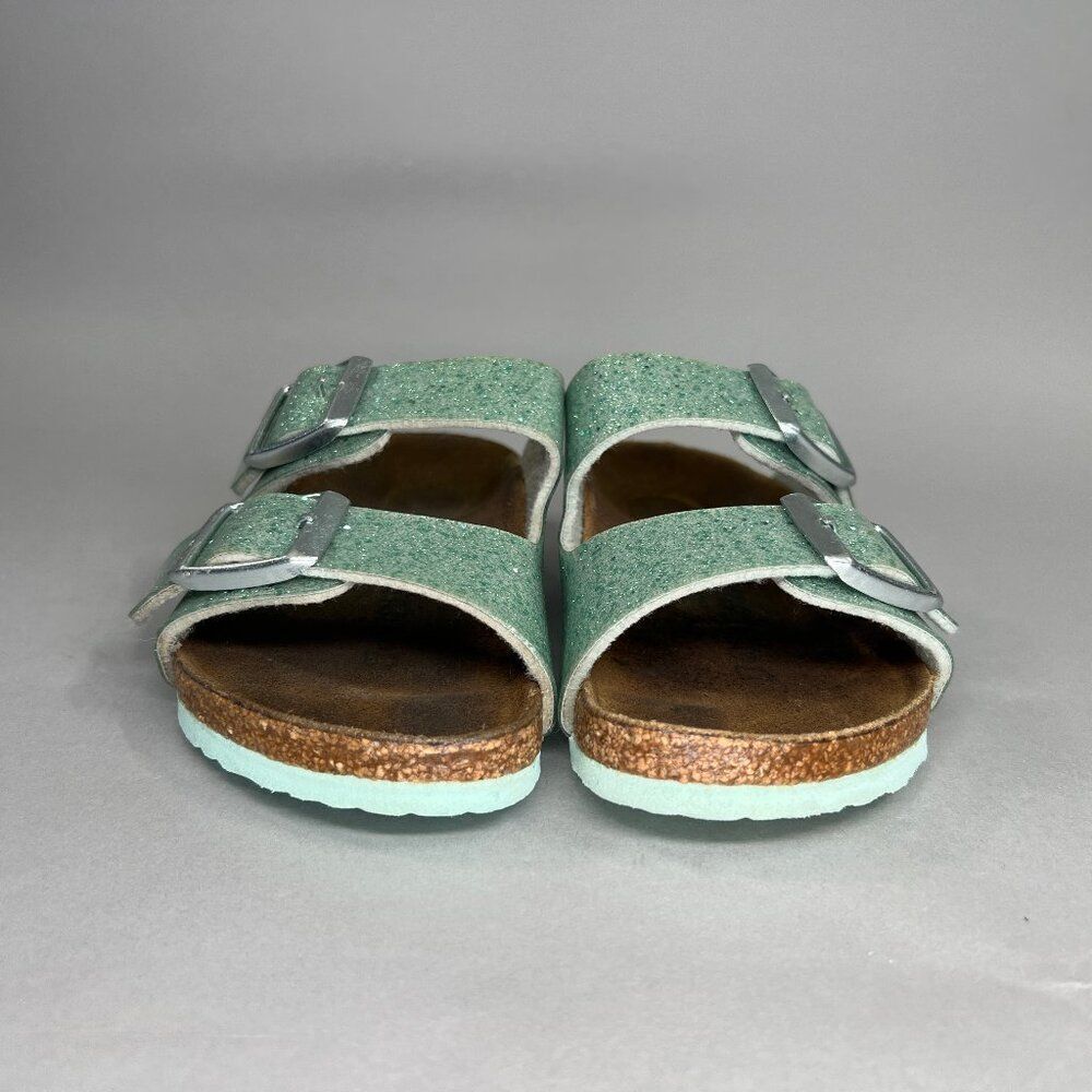 Birkenstock Arizona Sandals Little Girls Size 8.5 Sparkly Turquoise Buckle Slide - Picture 2 of 12